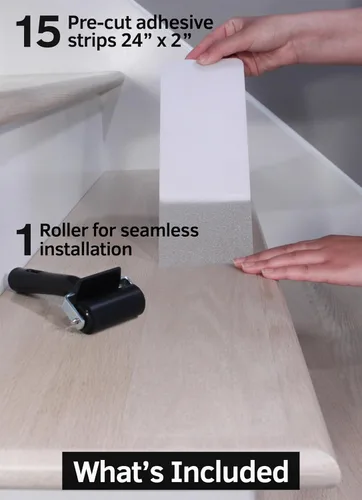 Miniatura 2 de FINEHOUS Cinta antideslizante para peldaños de escalera de 2" x 24" (paquete de 15) - Tiras antideslizantes transparentes para interiores