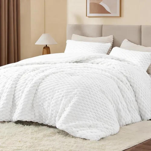 Miniatura 27 de BEDELITE Juego de Edredón Esponjoso Twin - Edredón Suave de Vellón Beige para Cama Twin, Juego de Ropa de Cama Lujoso y Cálido para Invierno, Juego