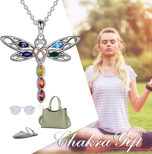 Miniatura 6 de POPLYKE Collar de libélula, regalo para mujer, plata de ley, colgante de libélula celta, joyería irlandesa para niñas