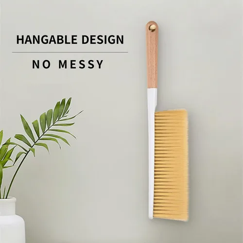 Miniatura 5 de Cepillos de limpieza de escobas de mano, cepillo suave para plumero de muebles con mango de madera largo, herramienta de polvo para el hogar