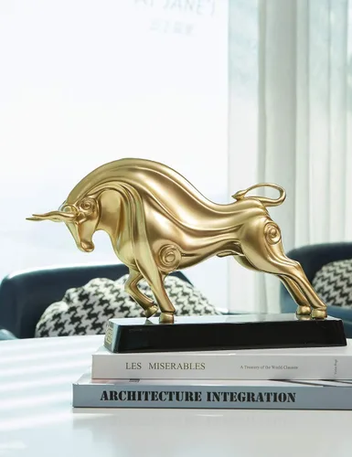 Miniatura 3 de HAUCOZE Wall Street - Estatua de toro de animal, figura de la suerte, regalo moderno para decoración del hogar, arte para sala de estar, poliresina