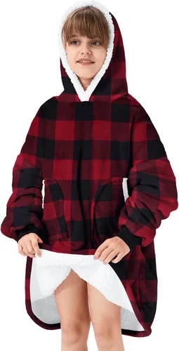 Miniatura 7 de Zando Manta con Capucha Ponible Manta para Niños y Adultos Manta Cómoda con Capucha Sudadera de Gran Tamaño Sherpa Forro Polar