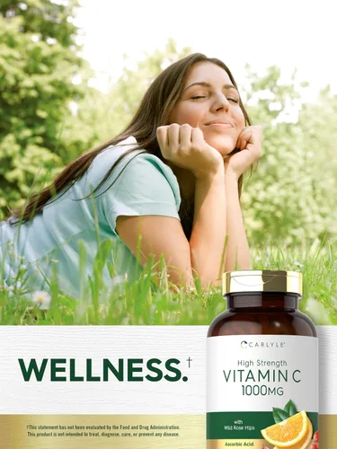 Miniatura 6 de Carlyle Vitamina C 1000mg 300 Cápsulas vegetales vegetarianas Ácido ascórbico con escaramujos silvestres Fórmula de alta potencia Suplemento