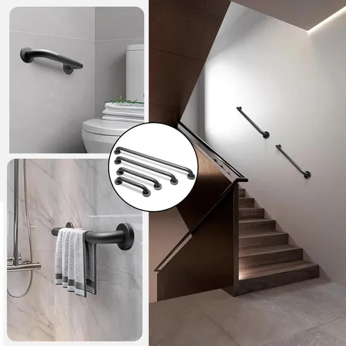 Miniatura 6 de Barra de agarre para ducha, paquete de 2 barras de agarre de baño gris de 12 pulgadas, barras de agarre antideslizantes de acero inoxidable 304