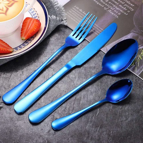 Miniatura 14 de 4pcs Set Cutlery Dinnerware 304 Stainless Steel Flatware Set Tableware Dinner Spoon Fork Knife Flatware Serving Sets (Black)