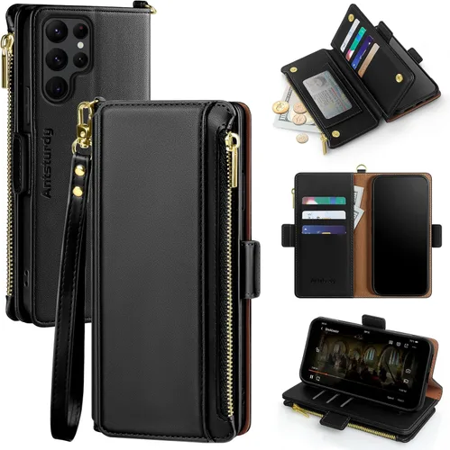 Miniatura 19 de Antsturdy Samsung Galaxy S22 Ultra - Cartera con tarjetero para mujeres y hombres, funda para teléfono Galaxy S22 Ultra 5G, bloqueo RFID, piel
