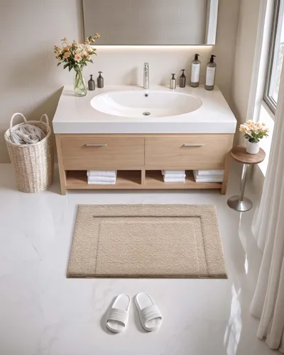 Miniatura 6 de Color&Geometry Alfombras de baño de color caqui, antideslizantes, grandes, absorbentes, de 17 x 30 pulgadas, alfombra de baño lavable, de secado