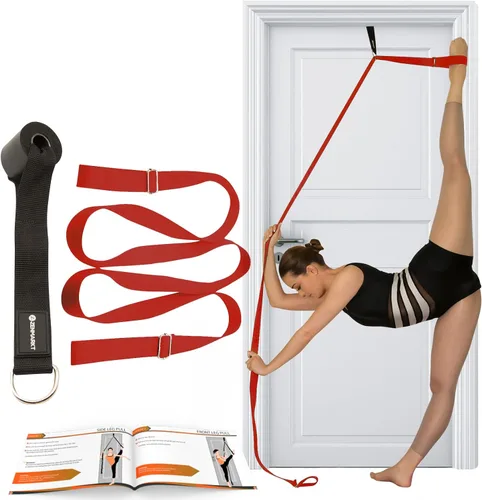 Miniatura 7 de Soga de estiramiento con anclaje de puerta - Equipo de estiramiento para mejorar la flexibilidad de las piernas - Entrenador de rajadas para el Negro