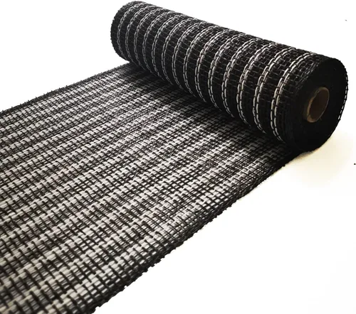 Malla de arpillera de poliéster de 10 pulgadas de malla decorativa de 10 pulgadas Rollos de arpillera de 5 yardas (negro+blanco)