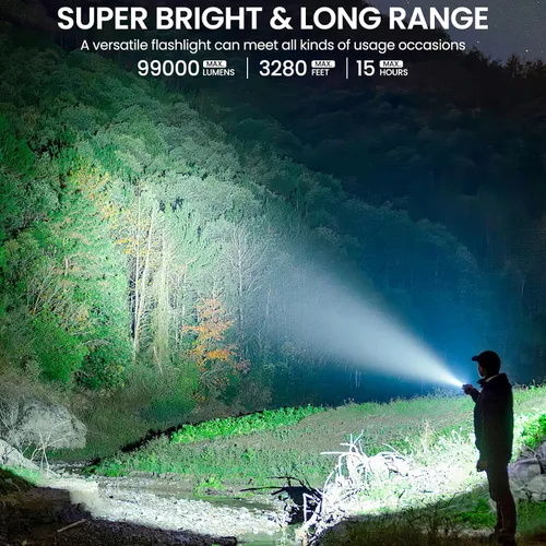 Miniatura 2 de BEFAMALI 4 Pack Flashlight Rechargeable High Lumens, 99000LM Flash Light, Adjustable LED Bright Flashlights with 5 Modes & USB Cable, Waterproof
