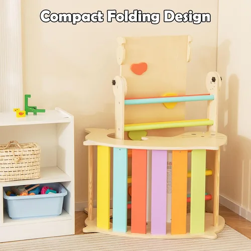 Miniatura 9 de Olakids Juego de Triángulo Pikler 7 en 1 Juguetes de Escalada para Niños Pequeños de 1 a 3 Años Interior Plegable de Madera Montessori Gimnasio