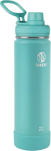 Miniatura 36 de Takeya Actives - Botella de agua de acero inoxidable, con aislamiento térmico y tapa de boquilla, capacidad de 24 onzas, color azul piedra Piedra