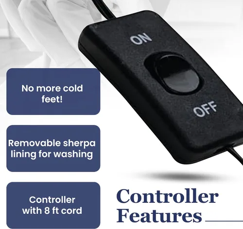 Miniatura 6 de Thermee Calentador de pies con calefacción de microfranela, forro polar sherpa, apagado de seguridad de 2 horas, calentador eléctrico de pies