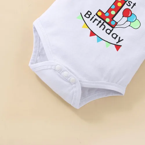 Miniatura 23 de Ropa divertida para el primer cumpleaños para bebé, ropa para bebé, con corbatín, mameluco, pantalones, conjunto de tirantes, trajes de pastel