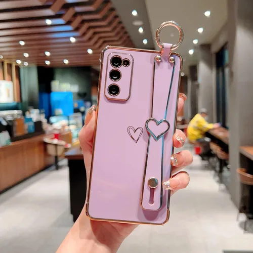 Miniatura 45 de ZTOFERA Funda diseñada para Samsung Galaxy S20 FE 5G, borde chapado de lujo, patrón de corazones de amor con pulsera y función atril, protección