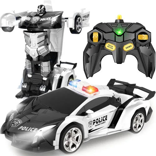Auto a control remoto transformable - Autos RC, transformación con un botón, rotación de 360°, derrape, 2.4GHz 1:18 escala, regalo para niños de 4-6