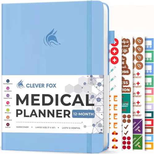 Miniatura 12 de Clever Fox Agenda médica grande de 12 meses – Cuaderno médico, diario de salud, diario de bienestar para rastrear la salud – 12 meses, 7 x 10.5