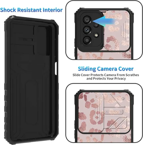 Miniatura 1116 de Funda para Samsung Galaxy S22 Ultra 5G, Galaxy S22 Ultra con cubierta de cámara deslizante, funda resistente de doble capa con función atril Black