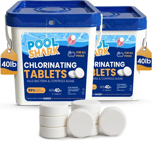 Miniatura 9 de Tabletas de cloro para piscina Pool Shark - Tabletas de cloro de 3 pulgadas - Tabletas de cloro activo al 90% de disolución lenta - Productos