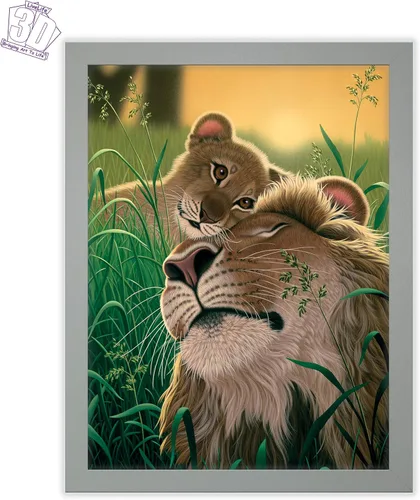 Miniatura 2 de Impresiones de arte de pared lenticular 3D LiveLife - El amor de un padre de Deluxebase. Póster 3D de león sin marco. Decoración de pared perfecta.
