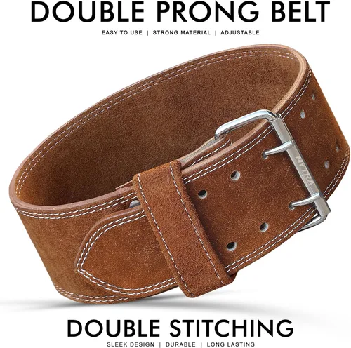 Miniatura 6 de Mytra Fusion Weight Lifting Belt Double Prong Buckle Power Lifting Belt Leather Weightlifting Belt for Training Gym Workout