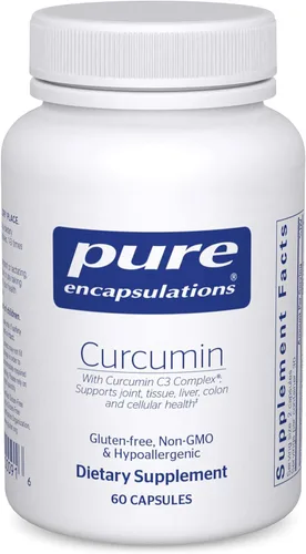 Pure Encapsulations Curcumina - 500 mg - Apoya la salud de las articulaciones y del hígado - Cápsula de Curcuma Longa - Sin OGM y vegana - 60
