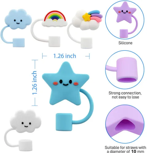 Miniatura 3 de Tapa con pajita para vaso Stanley, tapa superior de pajita de silicona de 10 mm 0.4 pulgadas, tapas reutilizables para puntas de pajita, cubiertas 6