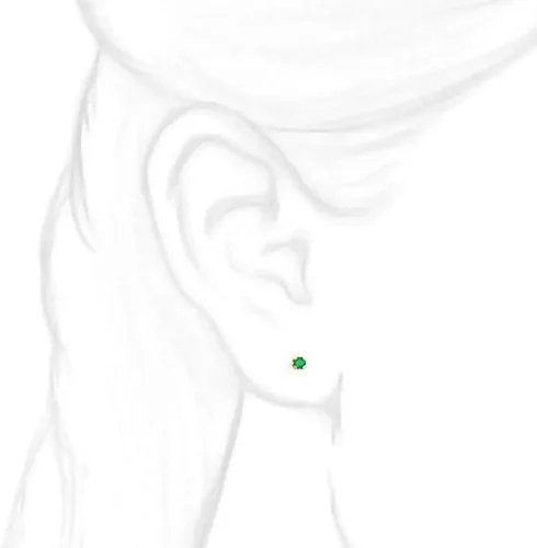 Miniatura 3 de Trustmark Yellow Gold 2mm Created Emerald Stud Earrings