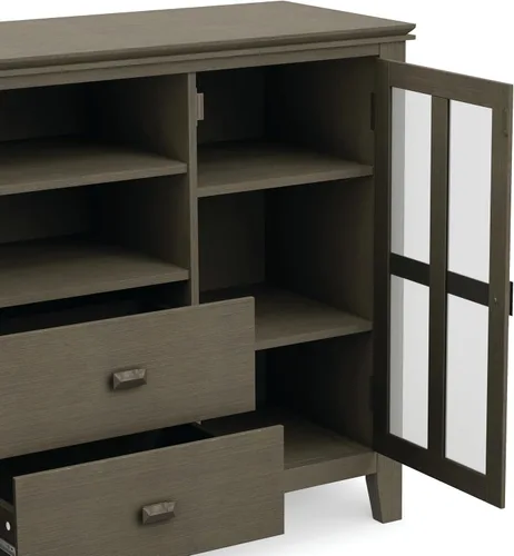 Miniatura 7 de SIMPLIHOME Artisan Mueble para TV de madera maciza de 53 pulgadas de ancho estilo transicional en gris Farmhouse para televisores de hasta 60