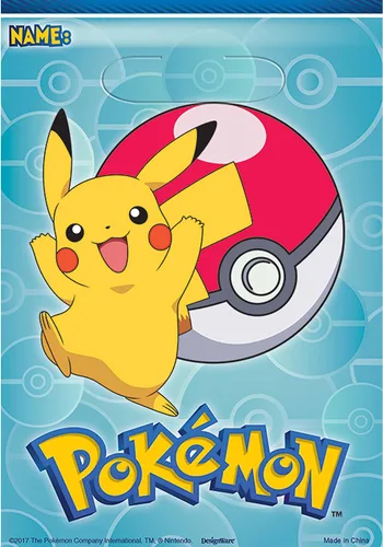 Pokemon - Bolsas de botín plegadas – 9 x 6.5 pulgadas (paquete de 8) – Bolsas de botín perfectas para premios de juegos y regalos para celebraciones