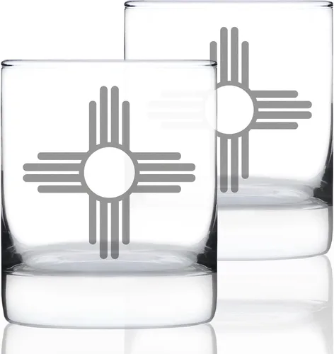 Miniatura 5 de Bandera de Nuevo México personalizada – Vidrio de rocas de whisky personalizado – Decoración de beber con temática estatal y regalos para nuevos