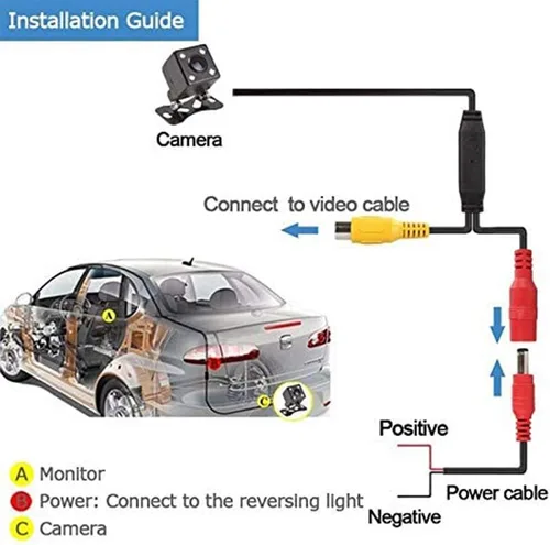 Miniatura 4 de Cámara de visión trasera impermeable Camecho para vehículo, cámara trasera de visión nocturna con 12 LED, ángulo amplio de 170 grados, cámaras