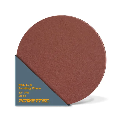Miniatura 11 de POWERTEC 10 discos de lijado PSA de grano 120 de 12 pulgadas, papel de lija autoadhesivo de 12 pulgadas para paneles de yeso, carpintería, pintura