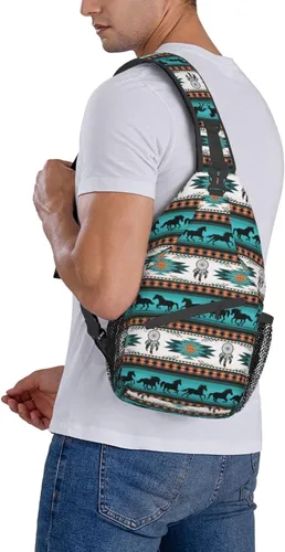 Miniatura 7 de SUCORONIS Bolso bandolera casual para mujeres y hombres, bolso de pecho cruzado, mochila ligera para viajes, senderismo, mochila, Estampado