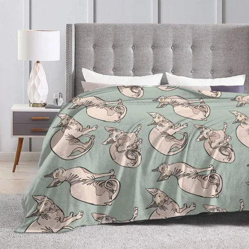 Miniatura 5 de Hairless Naked Cats Sphynx - Manta de forro polar, súper suave y cálida, manta térmica de felpa para cama, sofá y sala de estar