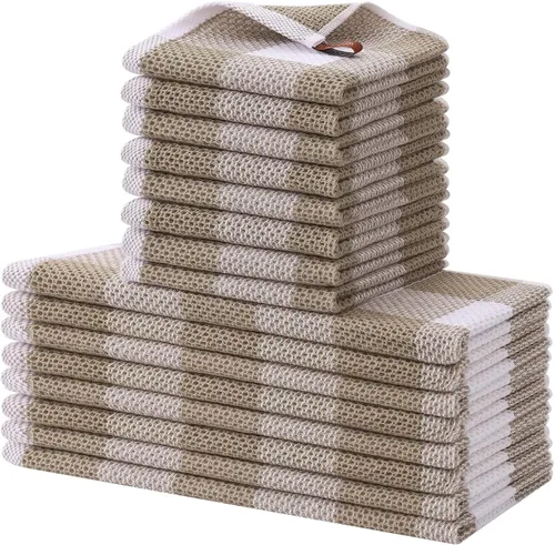 Miniatura 40 de Homaxy - Juego de toallas de cocina y paños de cocina, 12 x 12 y 13 x 28 pulgadas, juego de 12 paños de cocina 100% algodón, de punto gofre, a Negro