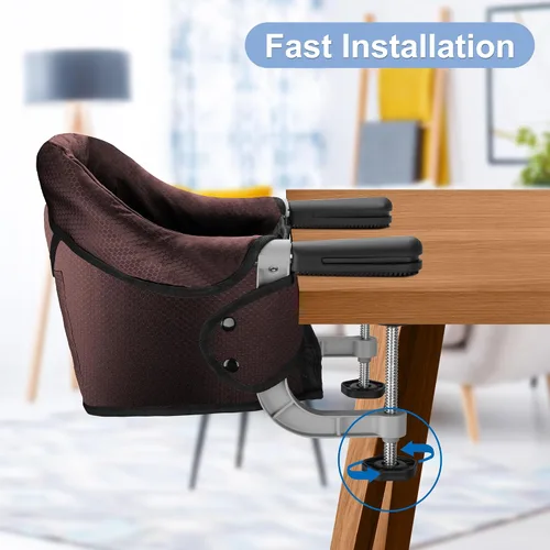 Miniatura 3 de Silla de mesa rápida con gancho en la silla con clip en la mesa, asiento de alimentación portátil resistente, almacenamiento plegable, se fija a