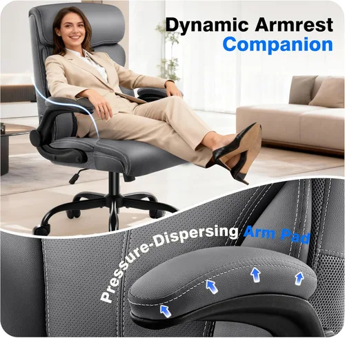 Miniatura 6 de AreShark Silla de oficina – Silla ejecutiva de escritorio cómoda transpirable con respaldo alto y soporte lumbar, silla ergonómica de cuero rodante