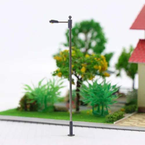 Miniatura 3 de LQS09 10 unids modelo ferroviario tren lámpara poste cálido blanco calle luces N TT escala LED miniatura jardín ornamento