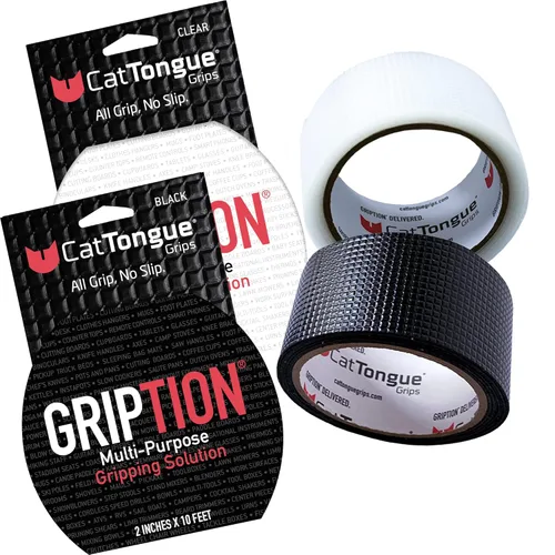 CATTONGUE GRIPS Rollo de cinta de agarre no abrasivo, 2 pulgadas de ancho, resistente, cinta antideslizante impermeable para bañeras, peldaños de