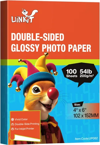 Uinkit Papel fotográfico brillante de doble cara 4x6 54lb para tinta de color 200Gsm Paquete de valor a granel para imprimir imágenes 4x6 9.5Mil