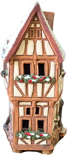 Miniatura 6 de Colección de casas y pueblos de cerámica - Casa hecha a mano en miniatura de bodega histórica en Bernkastel-Kues, Alemania - Vela, cono de incienso