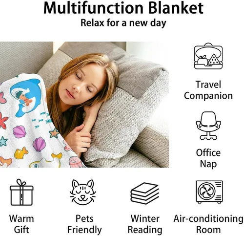 Miniatura 6 de Manta de tiburón para niñas, tamaño de regazo de 30 x 40 pulgadas, manta de felpa suave y peluda para regalo, manta blanca bonita para cama, sofá