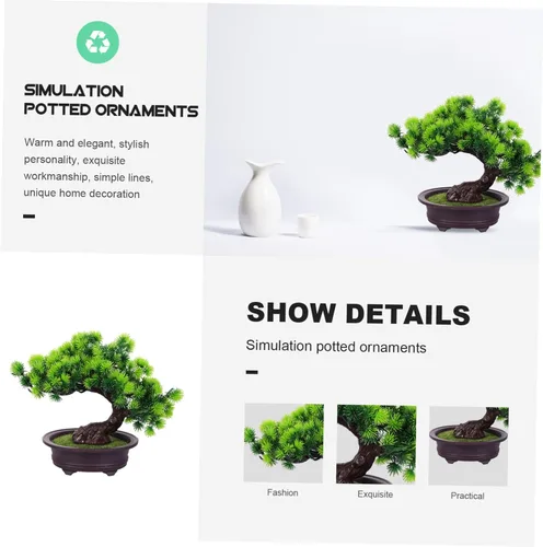 Miniatura 5 de NOLITOY Decoración de pino en maceta, plantas de plástico para exteriores, decoración de mesa al aire libre, decoración de oficina pequeña, árbol