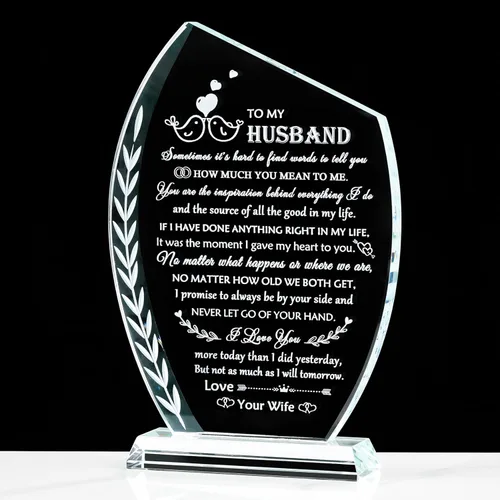 Miniatura 13 de Qianwei Regalos de cumpleaños para el abuelo de los nietos, placa de cristal único regalo para mi abuelo con base LED colorida, regalo