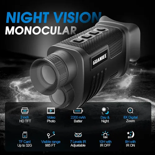Miniatura 6 de Visión nocturna monocular 4K digital infrarroja visión nocturna con pantalla de 2 pulgadas más grande, zoom digital 8X, batería recargable de 2200