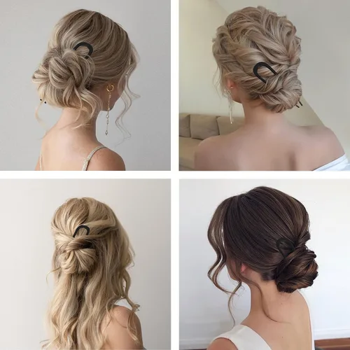 Miniatura 2 de 3 horquillas de metal para el pelo francés, para mujer, horquillas para moños, accesorios metálicos para el cabello (negro)