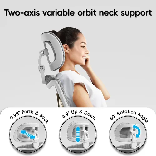 Miniatura 8 de Ergalithic Silla de Oficina para Casa Ergonómica de Escritorio - Silla de Computadora en Forma de X de Malla con Cuero de PU, Soporte Lumbar Gris