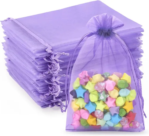 Miniatura 8 de G2PLUS Bolsas de organza con cordón de 4 x 6 pulgadas, 100 bolsas de organza azul aguamarina, bolsas de malla transparente para joyas, bolsa