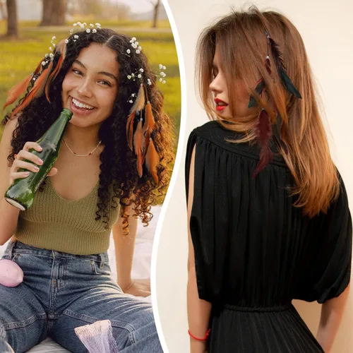Miniatura 6 de Beaupretty Pinzas para el cabello para mujer, 6 piezas, extensiones de clip para el cabello, clips de extensión hechos a mano con clip decorativo